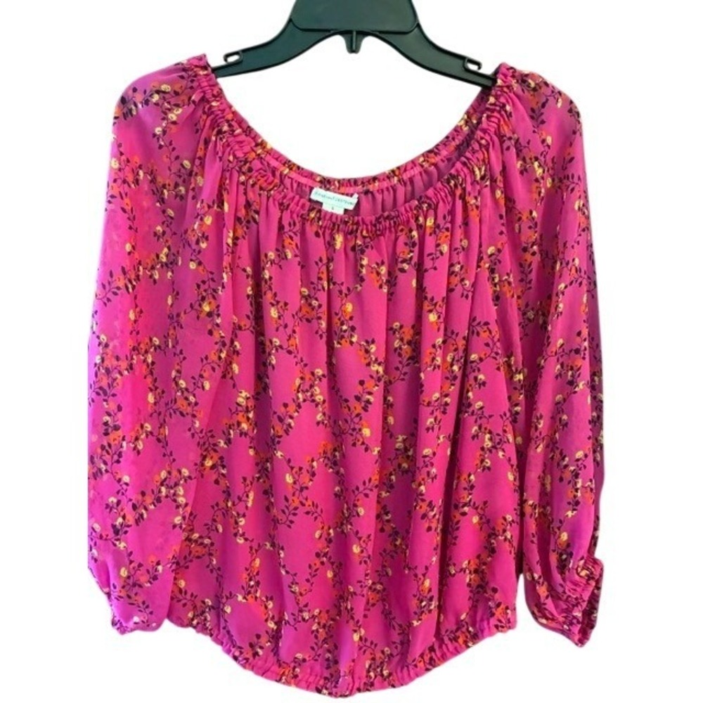 Diane von Furstenberg Blouse Womens S Pink Excellent Silk Floral Peasant Top - Picture 11 of 11